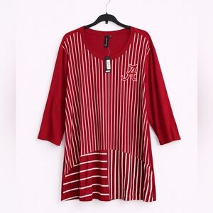 🏷️NWT Alabama Crimson Tide Missy Stripe 3/4-Sleeve T-Shirt Size 3X